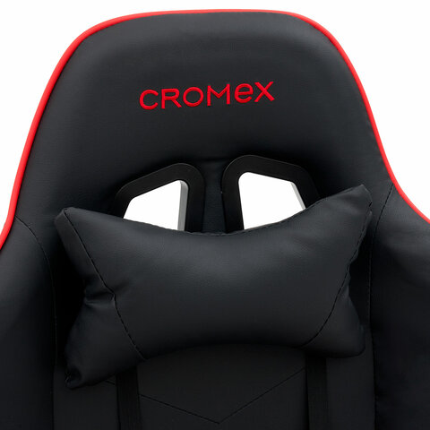 Кресло компьютерное CROMEX "Joker GM-125", две подушки, экокожа, черное/красное, 532954 - фото 10