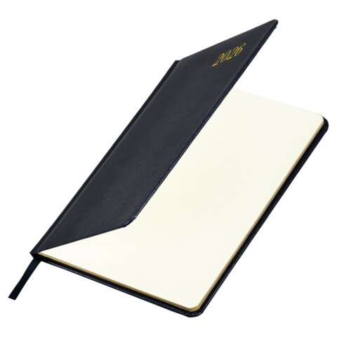 Еженедельник датированный 2026, А5, 145х215 мм, BRAUBERG "Iguana", под кожу, черный, 117171 - фото 3