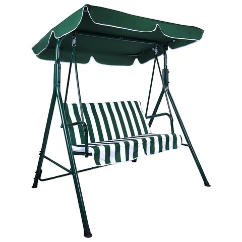 Качели садовые NOSTRESS (НОСТРЕСС) RELAX SC-001, 2 места, Ш140хГ110хВ153 см, мягкое сиденье, зеленый/белый, 680050 - фото 1