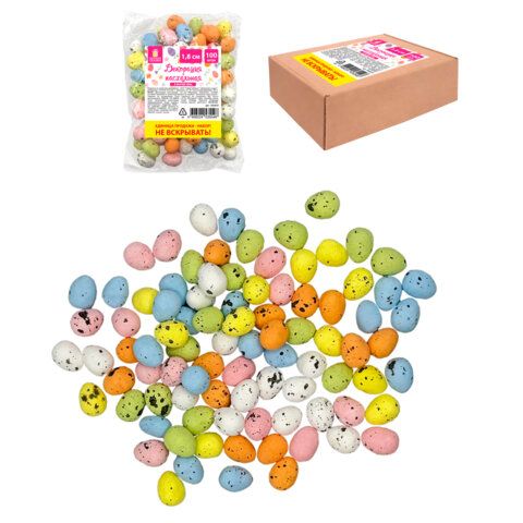 Декорация пасхальная 1,8 см "Яйца", НАБОР 100 штук, пенопласт, разноцветные, ЗОЛОТАЯ СКАЗКА, 592635 - фото 1