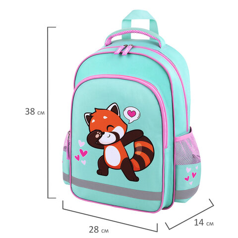 Рюкзак ПИФАГОР SCHOOL, 1 отделение, 3 кармана, "Red panda", 38x28х14 см, 272083 - фото 8