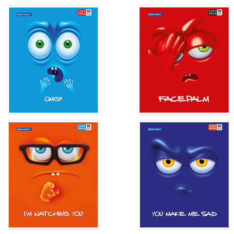 Тетрадь А5, 96 л., BRAUBERG, скоба, клетка, обложка картон, МОРДАШКА, 402054 - фото 1