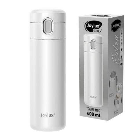 Термокружка 400 мл JOYLUX (ДЖОЙЛЮКС) EXTRA STYLE, нержавеющая сталь SUS304, белый матовый, 700281 - фото 1