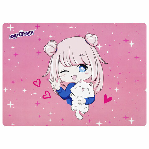 Настольное покрытие ЮНЛАНДИЯ, А4+, пластик, 33x23 см, "Anime pals", 272371 - фото 1