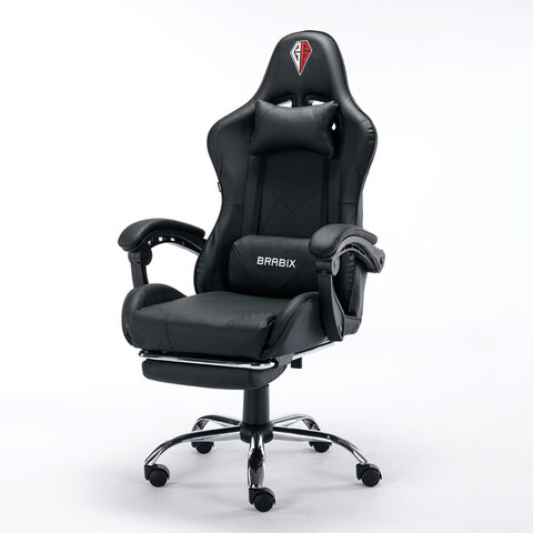 Кресло компьютерное BRABIX "Dexter GM-135", подножка, две подушки, экокожа, черное, 532800 - фото 6