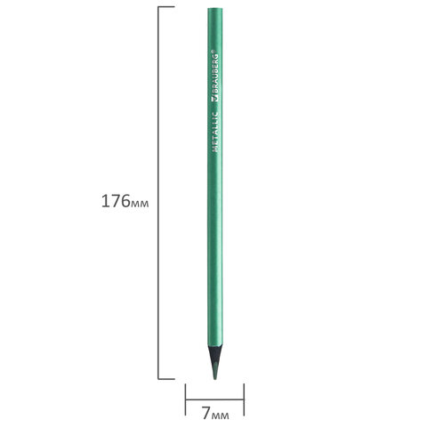 Карандаши цветные BRAUBERG METALLIC, 12 цветов металлик, трехгранные, грифель 3 мм, черное дерево, 181853 - фото 5