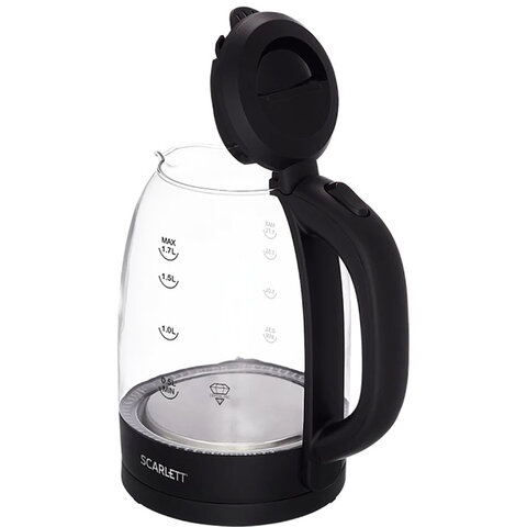 Чайник SCARLETT SC-EK27G11, 1,7 л, 2200 Вт, закрытый нагревательный элемент, стекло, черный - фото 7