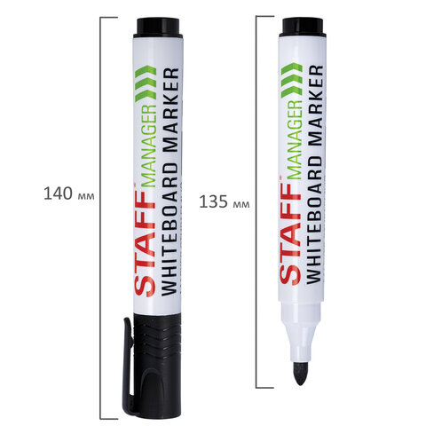 Маркеры стираемые для белой доски, НАБОР 4 ЦВЕТА, STAFF "MANAGER" WBM-300, 3 мм, с клипом, 152637 - фото 6