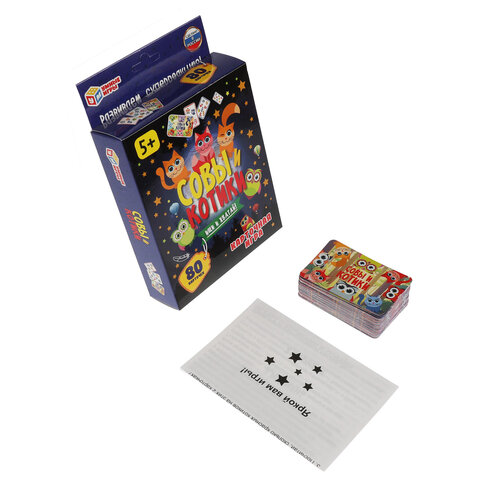Игра настольная карточная "Котики и совы", 80 карточек, 138х170х40 мм, УМНЫЕ ИГРЫ, 29716, 4680107929716 - фото 1