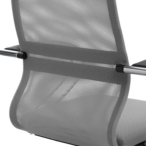 Кресло офисное МЕТТА "SU-B-8" хром, ткань-сетка, сиденье мягкое, светло-серое - фото 11