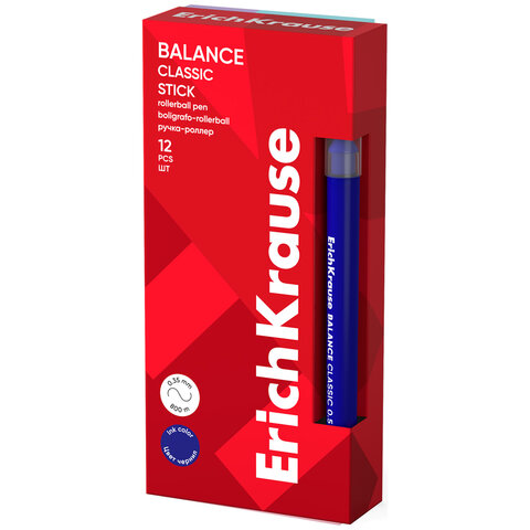 Ручка-роллер ERICH KRAUSE "Balance Stick Classic", СИНЯЯ, линия 0,35 мм, 63147 - фото 3