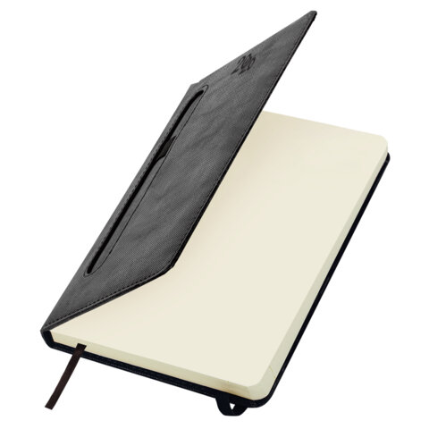 Ежедневник датированный 2026, А5, 138x213 мм, BRAUBERG "Optimal", под кожу, резинка, держатель для ручки, черный, 117465 - фото 4