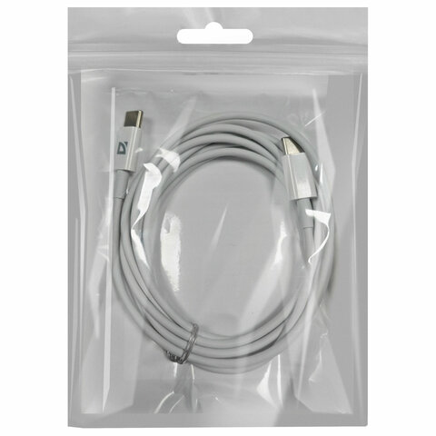 Кабель USB Type-C-Type-C, 30 Вт, белый, 2 м, DEFENDER F182, 87537 - фото 5