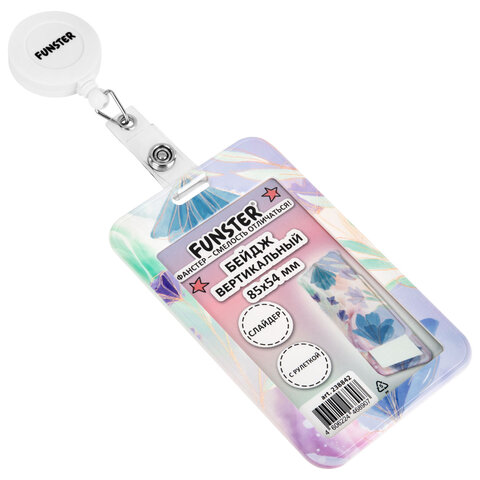 Бейдж вертикальный с 3D-печатью "Pastel grade" (85х54 мм), с рулеткой, СЛАЙДЕР, FUNSTER (ФАНСТЕР), 238842 - фото 3