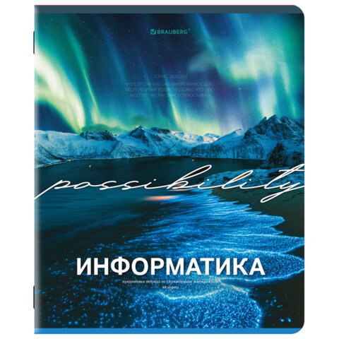 Тетрадь предметная КЛАССИКА ПРИРОДА 48 л., обложка картон, ИНФОРМАТИКА, клетка, подсказ, BRAUBERG, 405088 - фото 1