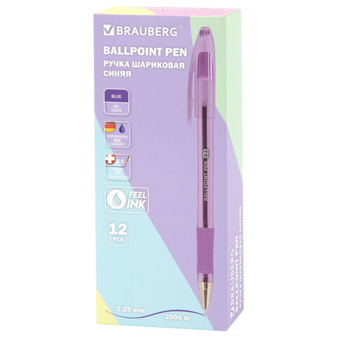 Ручка шариковая масляная с грипом "PASTEL", BRAUBERG, СИНЯЯ, стандартный узел 0,5 мм, линия письма 0,25 мм, 144488 - фото 13