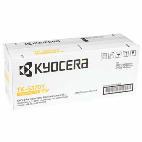 Тонер-картридж KYOCERA (TK-5370Y) ECOSYS PA3500cx/MA3500cix/MA3500cifx, желтый, оригинальный, ресурс 5000 страниц, 1T02YJANL0 - фото 1