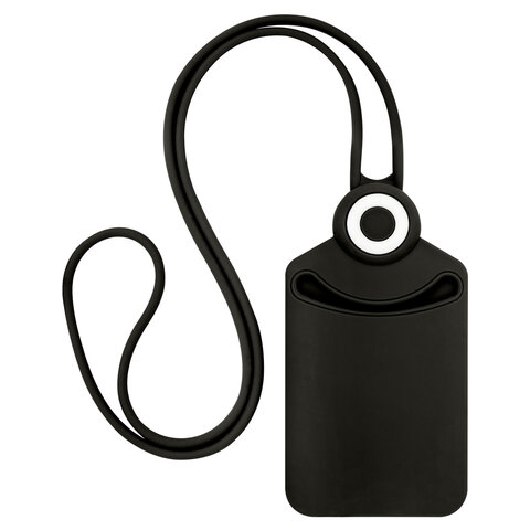 Бейдж вертикальный для пропуска и ID-карт, СИЛИКОНОВЫЙ, 85х54 мм, шнурок 42 см, черный, BRAUBERG, 238904 - фото 2