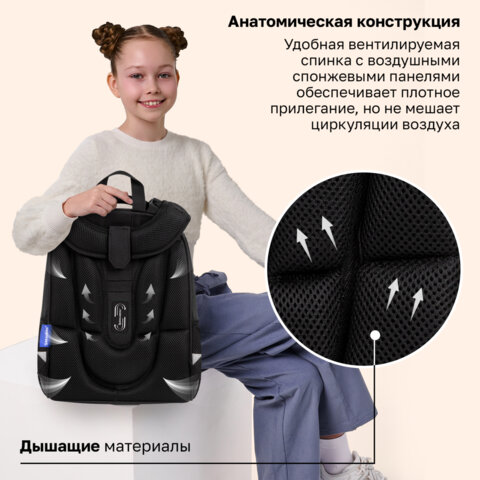 Ранец BRAUBERG PREMIUM, 2 отделения, с брелоком, "Белый котенок", СВЕТЯЩИЙСЯ, 38х29х16 см, 274392 - фото 17