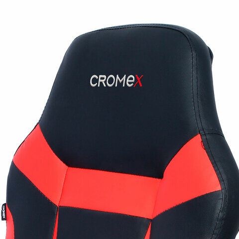 Кресло компьютерное CROMEX "Start GM-105", две подушки, экокожа, черное/красное, 532957 - фото 12
