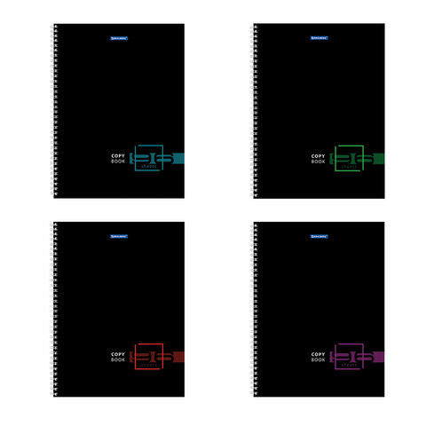 Тетрадь А4, 96 л., BRAUBERG, гребень, клетка, глянцевый лак, "Dark", 404060 - фото 1