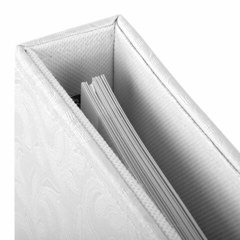 Фотоальбом BRAUBERG свадебный, 20 магнитных листов 30х32 см, обложка под фактурную кожу, на кольцах, белый, 390691 - фото 5