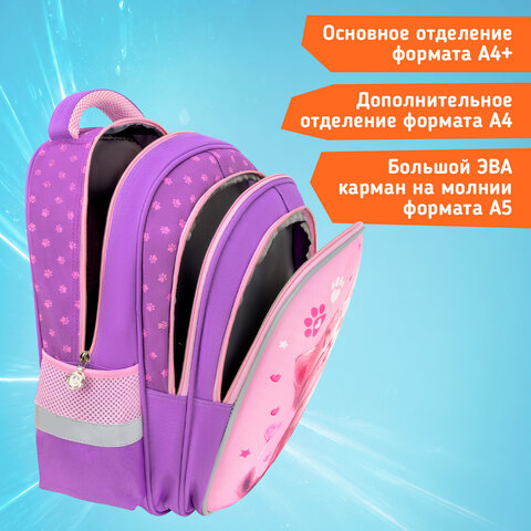 Рюкзак SNOOBAG (СНУБЭГ) MIND с пеналом в комплекте, 2 отделения, "Озорной котик", 40х28х18 см, 274443 - фото 12