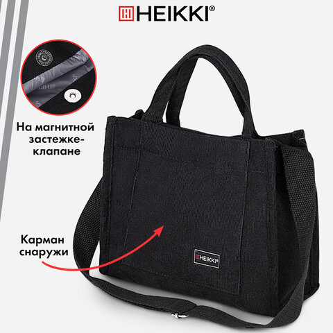 Сумка шоппер HEIKKI MINI (ХЕЙКИ), вельвет, 25х20 см, черный, 272439 - фото 16