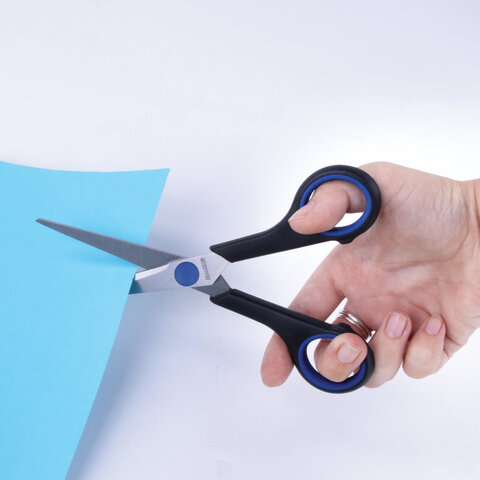 Ножницы BRAUBERG "Soft Grip", 165 мм, черно-синие, резиновые вставки, 3-х сторонняя заточка, 230761 - фото 10