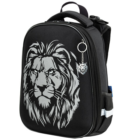 Ранец BRAUBERG SHINY, 2 отделения, с брелком, "Savage lion", светящийся рисунок, 38х28х14 см, 272039 - фото 1