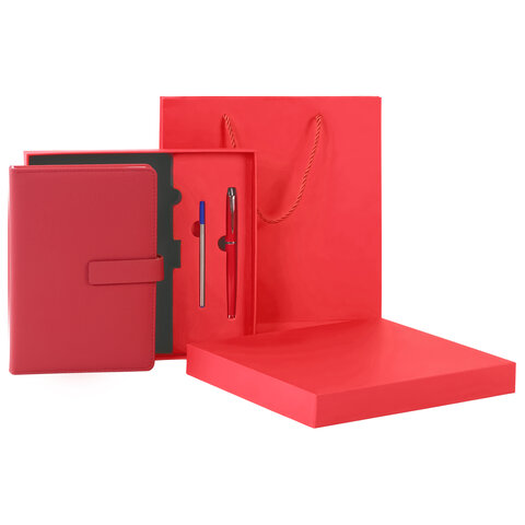 Ежедневник в подарочном наборе 5 в 1, А5, 145x212 мм, BRAUBERG "President", под кожу, 160 листов, красный, 116851 - фото 9