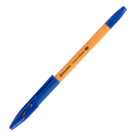 Ручки шариковые с грипом BRAUBERG "ULTRA GT ORANGE", НАБОР 8 ШТУК, СИНИЕ, корпус оранжевый, узел 0,7 мм, линия 0,35 мм, 144530 - фото 4