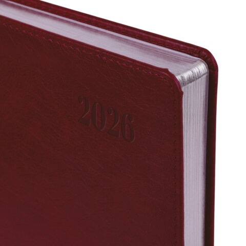 Ежедневник датированный 2026, А5, 138х213 мм, BRAUBERG "Impression", под кожу, бордовый, 117512 - фото 3