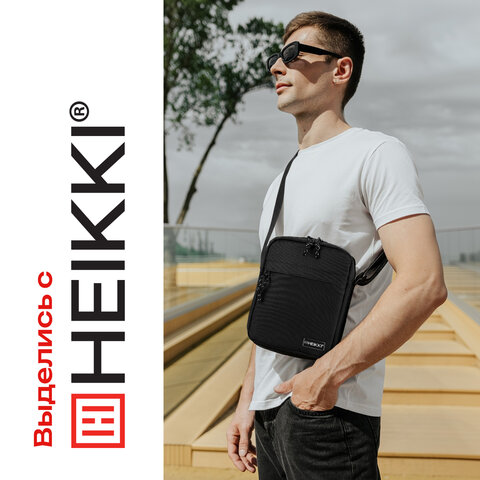 Сумка на плечо HEIKKI COMPACT (ХЕЙКИ), два кармана, черная, 22х17х6 см, 272630 - фото 13