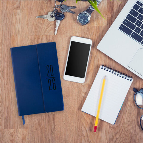 Ежедневник датированный 2026, А5, 138x213 мм, BRAUBERG "Towny", под кожу, клапан, синий, 117040 - фото 12