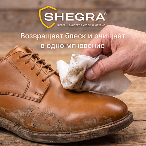 Салфетки влажные для обуви и изделий из гладкой кожи, с натуральным воском, 15 шт., SHEGRA (ШЕГРА), 703266 - фото 4