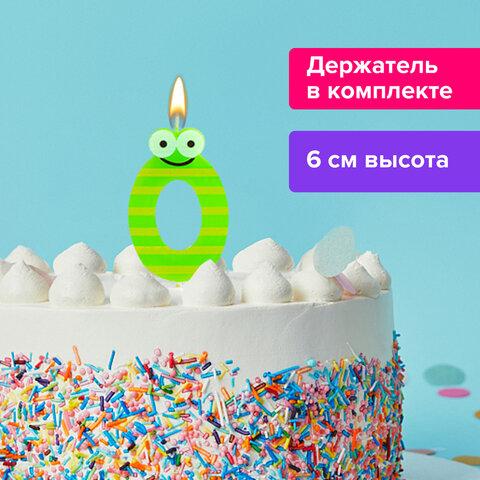 Свеча-цифра для торта "0" "С глазками", 6 см, ЗОЛОТАЯ СКАЗКА, с держателем, в блистере, 591403 - фото 6