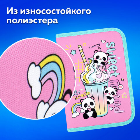 Пенал ПИФАГОР, 1 отделение, 2 откидные планки, полиэстер, 20х14 см, "Sweet mood", 272288 - фото 11