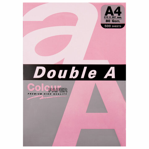 Бумага цветная DOUBLE A, А4, 80 г/м2, 500 л., пастель, розовая - фото 2