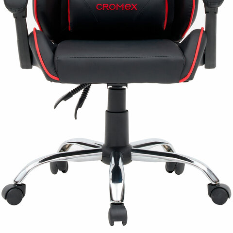 Кресло компьютерное CROMEX "Joker GM-125", две подушки, экокожа, черное/красное, 532954 - фото 17