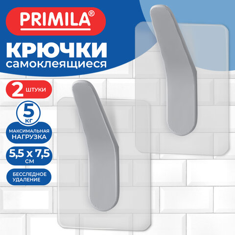 Крючки самоклеящиеся бесследное удаление 7,5х5,5 см, КОМПЛЕКТ 2 шт., пластик, белые, PRIMILA (ПРИМИЛА), 702372 - фото 4