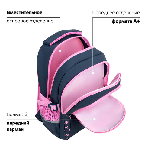 Рюкзак BRAUBERG VIBE, 2 отделения, 5 карманов, "Cat meeting", 40х28х14 см, 272089 - фото 15