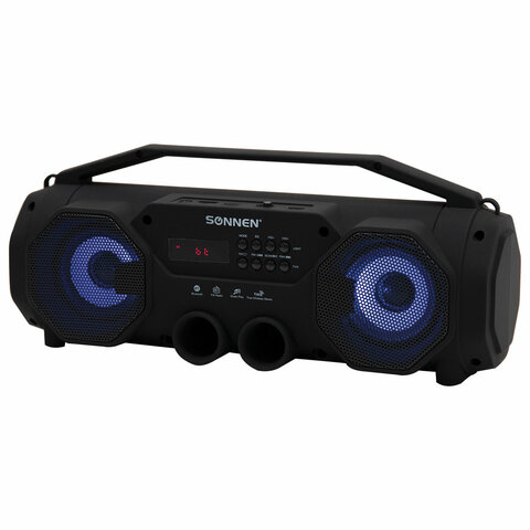 Колонка портативная с подсветкой SONNEN B306, 12 Вт, Bluetooth, FM-тюнер, microSD, MP3-плеер, черная, 513479 - фото 1