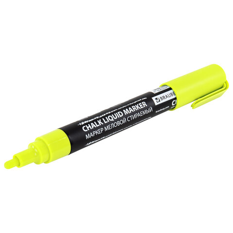 Маркер меловой CHALK LIQUID MARKER, ЖЕЛТЫЙ, 3 мм, стираемый, BRAUBERG "CHALK", 152590 - фото 6