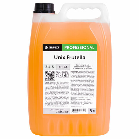Ароматизатор освежитель воздуха, 5 л, PRO-BRITE UNIX Frutella, бактерицидный, жидкость, 311-5 - фото 1