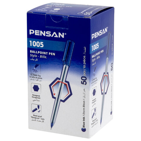 Ручка шариковая масляная PENSAN 1005, СИНЯЯ, корпус прозрачный, узел 0,7 мм, линия письма 0,5 мм, 1005 - фото 9