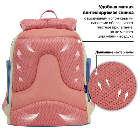 Рюкзак BRAUBERG CLASSIC, легкий каркас, премиум материал, "Tender", бежевый, 37х32х21 см, 272090 - фото 10