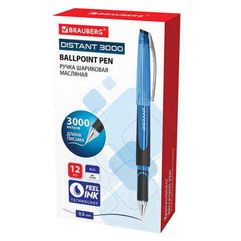 Ручка шариковая масляная BRAUBERG "DISTANT 3000", увеличенная длина письма, СИНЯЯ, линия письма 0,5 мм, 144151 - фото 9