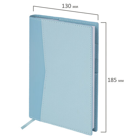 Ежедневник недатированный В6 130х185 мм BRAUBERG "Glam", под кожу, 160 л., голубой, 116220 - фото 2