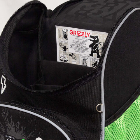 Ранец GRIZZLY анатомическая спинка, с мешком для обуви, для мальчиков, "SNEAKER", черный, 33х25х13 см, RAm-585-8/1 - фото 10